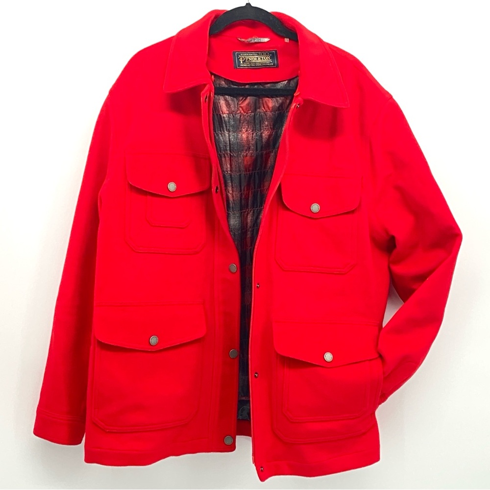 Pendleton Womens Manchester Waterproof Peacoat Field Barn Coat Red Wool Blend L